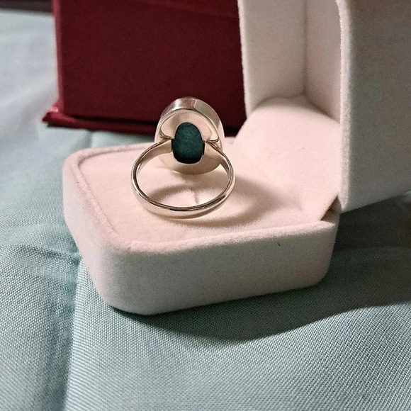 Peruvian Opalina Solitaire Ring In Sterling Silver. - Picture 8 of 8